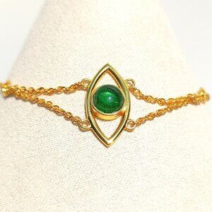 Dainty Sterling Silver Emerald Bracelet Gold Plated – Gift for her